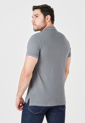 Polo Gris-Azul-Blanco Brooksfield