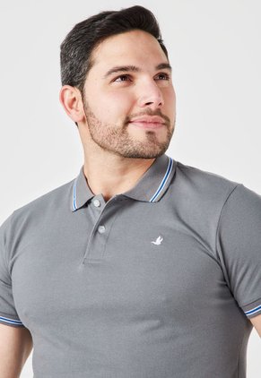 Polo Gris-Azul-Blanco Brooksfield