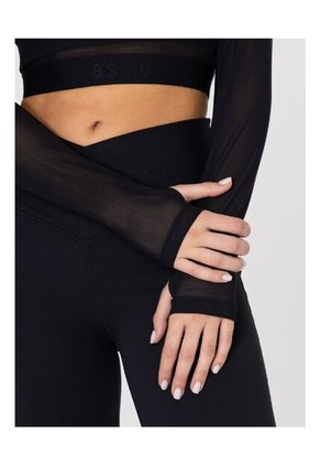 Camiseta Mujer Bsoul Long Sleeve Crop Top New Negro Bsoul