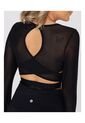 Camiseta Mujer Bsoul Long Sleeve Crop Top New Negro Bsoul de Bsoul