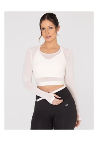 Camiseta Mujer Bsoul Long Sleeve Crop Top Off Blanco Bsoul Bsoul