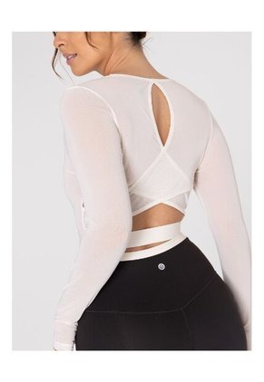 Camiseta Mujer Bsoul Long Sleeve Crop Top Off Blanco Bsoul