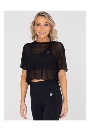 Camiseta Mujer Bsoul T Shirt Crop Demi New Negro Bsoul