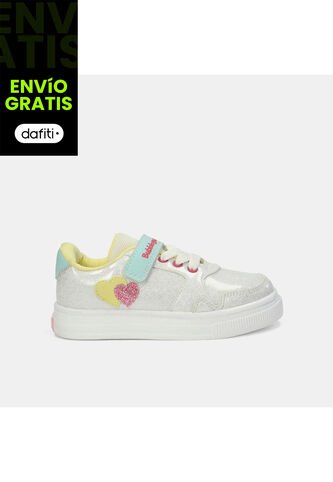 Tenis Con Luces Infantil Para Niña Bubblegummers Blanco Ultramar 22-25 Bubblegummers