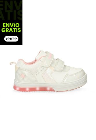 Tenis Con Luces Infantil Para Niña Bubblegummers Blanco Ultramar 22-25 Bubblegummers
