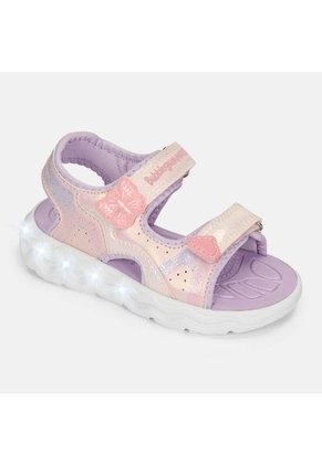 Sandalias Con Luces Infantil Para Niña Bubblegummers Morado Ursula Drum 26-29