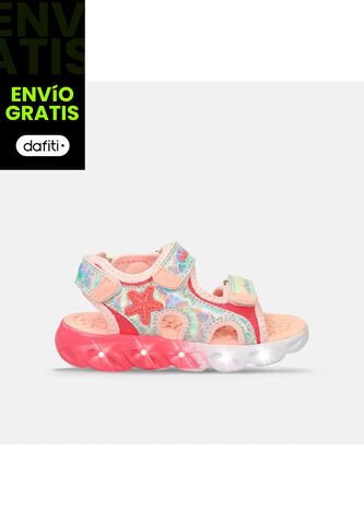 Sandalias Con Luces Infantil Para Niña Bubblegummers Fucsia Ursula Drum 22-25 Bubblegummers