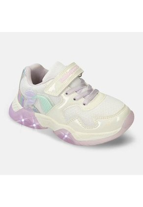 Tenis Con Luces Infantil Para Niña Bubblegummers Blanco Tuna Alpha Light 22-25