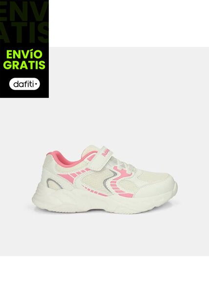 Tenis Con Luces Infantil Para Niña Bubblegummers Blanco Ultramar 22-25