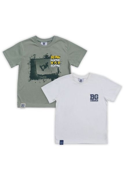 Camisetas Pack X 2 Verde-Beige Bubblegummers Joel Niño