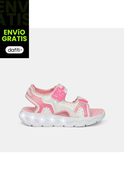 Sandalia Con Luces Infantil Para Niña Bubblegummers Fucsia Ursula Drum