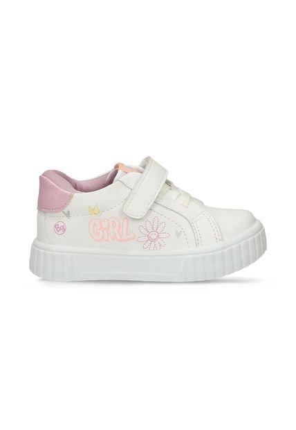 Tenis Casuales Blanco-Lila Bubblegummers Rima Niña