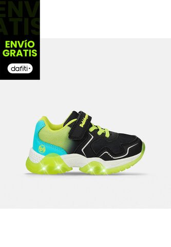 Tenis Con Luces Infantil Para Niño Bubblegummers Negro Tavis Alpha Light 22-25 Bubblegummers