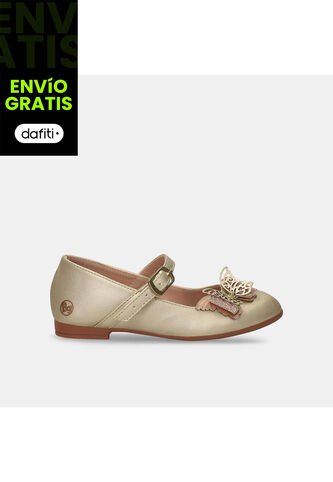 Baletas Infantil Para Niña Bubblegummers Dorado Sue 22-25 Bubblegummers