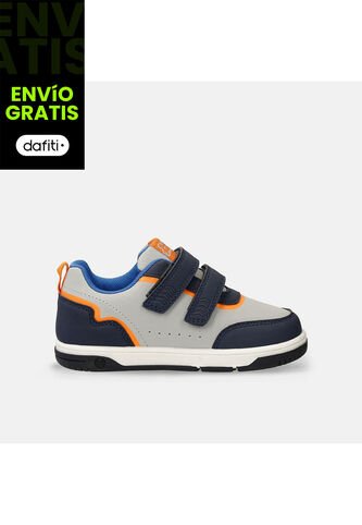 Tenis Infantil Para Niño Bubblegummers Gris-Azul Stefano Bubblegummers