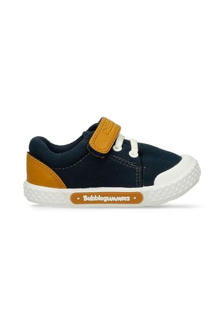 Tenis Casuales Azul/Mostaza Bubblegummers Nieto Niño