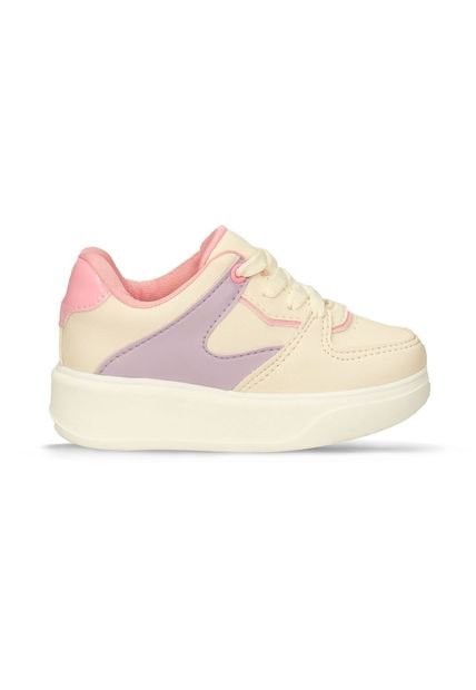 Tenis Casuales Beige-Lila Bubblegummers Nyat Niña