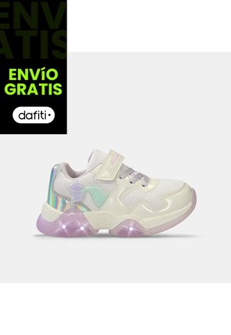 Tenis Con Luces Infantil Para Niña Bubblegummers Blanco Tuna Alpha Light 22-25 Bubblegummers