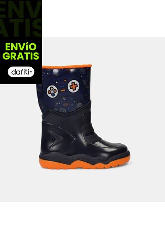 Bota De Lluvia Para Niño Bubblegummers Navy Ulises Bubblegummers