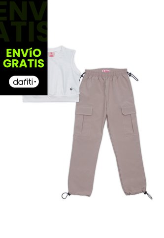 Conjunto Para Niña Bubblegummers Blanco-Camel Janys Bubblegummers