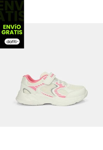 Tenis Con Luces Infantil Para Niña Bubblegummers Blanco Ultramar 22-25 Bubblegummers