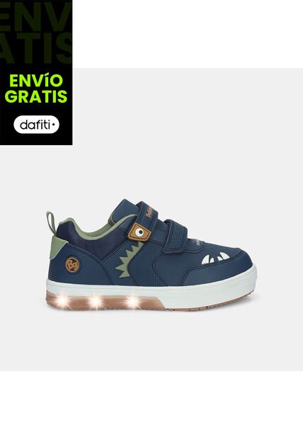 Tenis Con Luces Para Niño Bubblegummers Azul Neon
