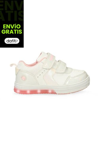 Tenis Con Luces Infantil Para Niña Bubblegummers Blanco Ultramar 22-25 Bubblegummers
