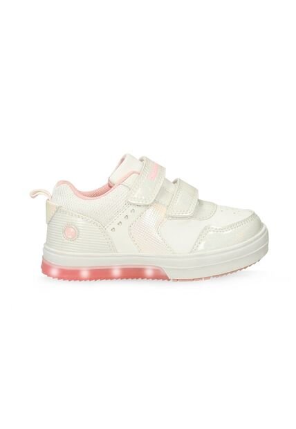 Tenis Con Luces Infantil Para Niña Bubblegummers Blanco Ultramar 22-25