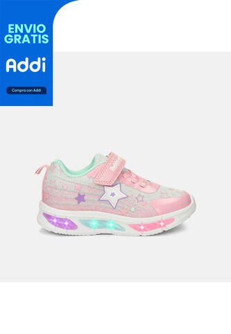 Tenis Con Luces Para Niña Bubblegummers Violeta Universal Demian Bubblegummers