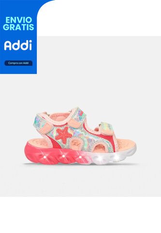 Sandalias Con Luces Infantil Para Niña Bubblegummers Fucsia Ursula Drum 22-25 Bubblegummers