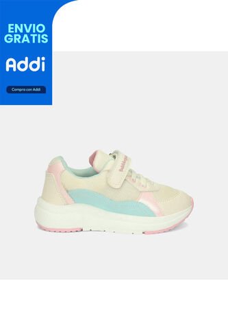 Tenis Con Luces Infantil Para Niña Bubblegummers Blanco Ultramar 22-25 Bubblegummers