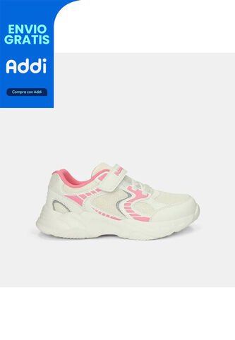 Tenis Con Luces Infantil Para Niña Bubblegummers Blanco Ultramar 22-25 Bubblegummers