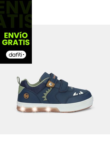 Tenis Con Luces Para Niño Bubblegummers Azul Neon