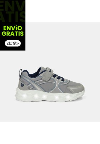 Tenis Con Luces Para Niño Bubblegummers Gris Oberon Bubblegummers
