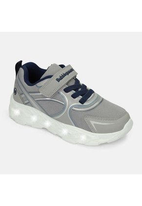 Tenis Con Luces Junior Para Niño Bubblegummers Gris Oberon 30-33