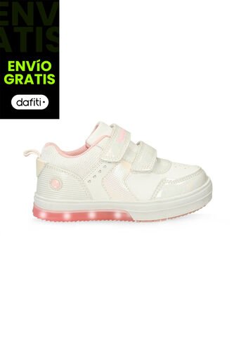 Tenis Con Luces Infantil Para Niña Bubblegummers Blanco Ultramar 22-25 Bubblegummers