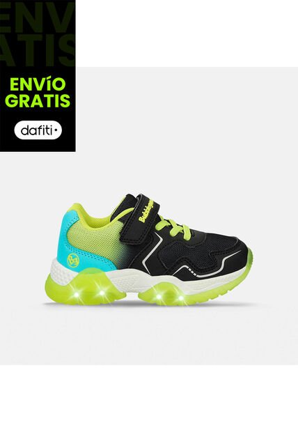 Tenis Con Luces Infantil Para Niño Bubblegummers Negro Tavis Alpha Light 22-25