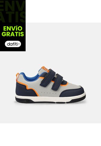 Tenis Infantil Para Niño Bubblegummers Gris-Azul Stefano Bubblegummers