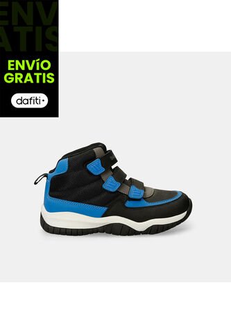 Tenis Infantil Para Niño Bubblegummers Negro-Azul Saul Bubblegummers