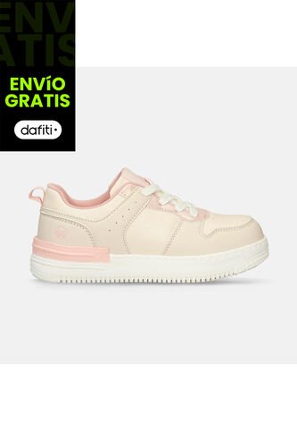 Tenis Infantil Para Niña Bubblegummers Beige-Rosado Solana Bubblegummers