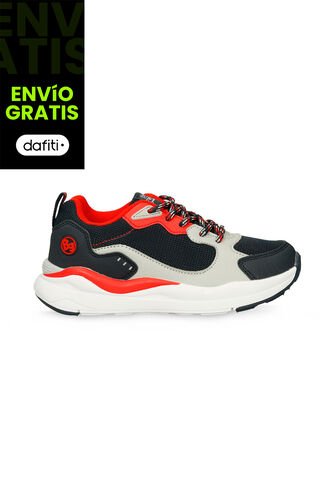 Tenis Infantil Para Niño Bubblegummers Deportivos Azul-Rojo Reik Bubblegummers