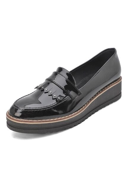 MOCASIN DIANA BULL TERRIER NEGRO CHAROL CON FLECOS