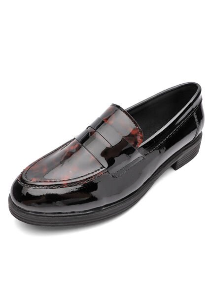 ZAPATO NEGRO CHAROL CON ANIMAL PRINT BULLTERRIER CAIHER