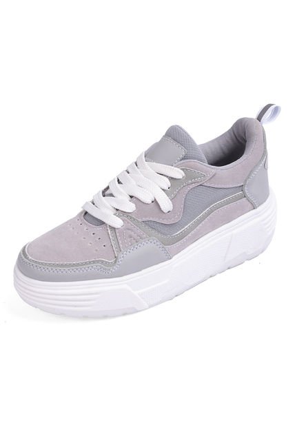 TENIS GRISES CON SUELA BLANCA/TRANSPARENTE ZARAH