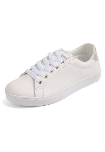 TENIS BLANCOS CON CHULO CHAROL PLATA ATILENEA