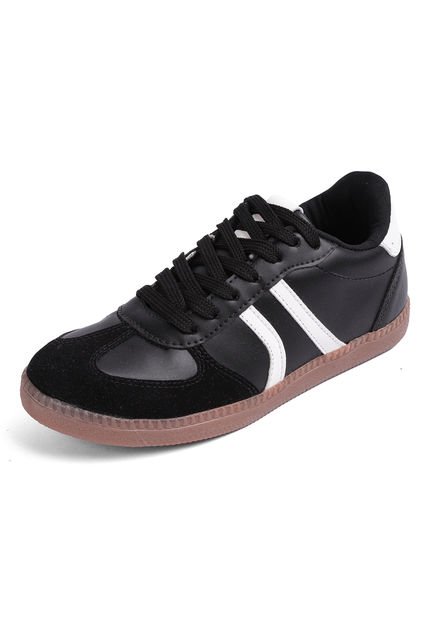 TENIS NEGROS CON APLIQUES BLANCOS PARIS