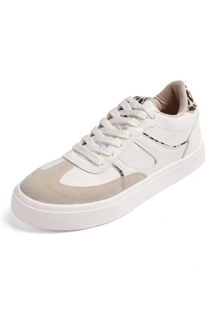 TENIS BLANCOS CON ANIMAL PRINT Y SUELA BLANCA LIZZIE