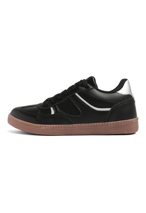 TENIS NEGROS CON APLIQUES PLATA LIZZIE