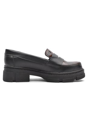 MOCASIN NEGRO CON CHAROL ANIMAL PRINT BULLTERRIER DALIS
