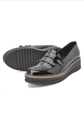 MOCASIN DIANA BULL TERRIER NEGRO CHAROL CON FLECOS